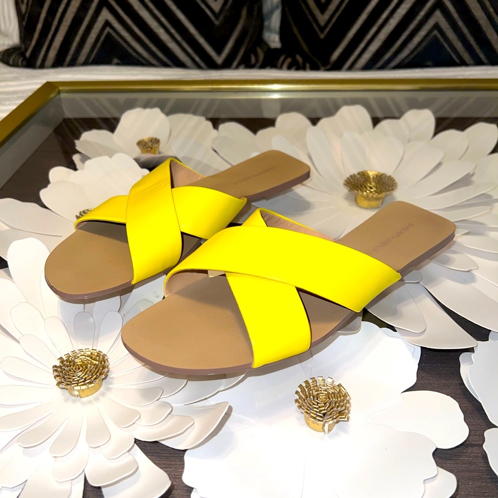SAKS FIFTH AVENUE: Yellow Sandals - Size 8.5 .